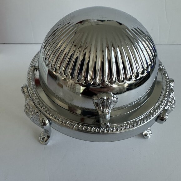 VTG NIOB IRVINWARE 1980s Chromeware Covered Butter Dish Glass Insert Retro 22780 - Picture 15 of 15